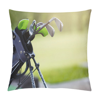 Personality  Golf Clubs At A Golf Resort. Set Of Golf Clubs Pillow Covers