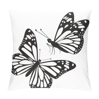Personality  Set Of Two Butterflies Isolate On A White Background. Vector Image Pillow Covers