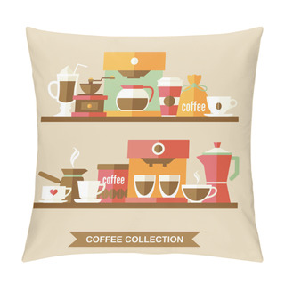 Personality  Coffee Elements On Shelves Pillow Covers