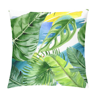 Personality  Exotic Tropical Hawaiian Palm Tree Leaves. Watercolor Background Illustration Set. Seamless Background Pattern.  Pillow Covers
