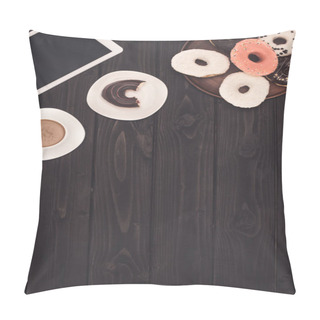 Personality  Doughnuts, Coffee And Digital Tablet Pillow Covers