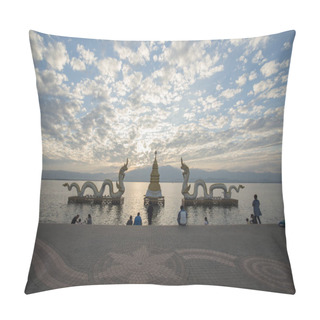 Personality  The Phayanak Or Naga Statue In Thailand Pillow Covers