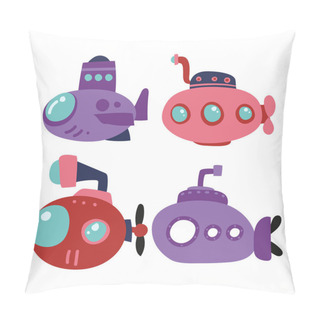 Personality  Submarine Vector Collection Design, Ship Vector Collection Design Pillow Covers