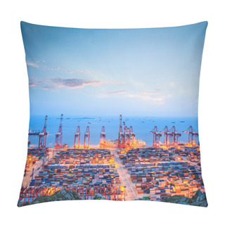 Personality  Container Terminal In Twilight Pillow Covers