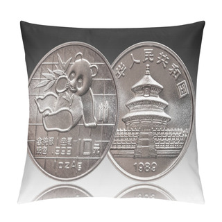 Personality  China Panda 10 Ten Yuan Silver Coin 1 Oz 999 Fine Silver Ounce Minted 1989, Gradient Backgriound Pillow Covers