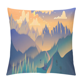 Personality  Mountains Panoramic View Minimalist Illustration Pillow Covers