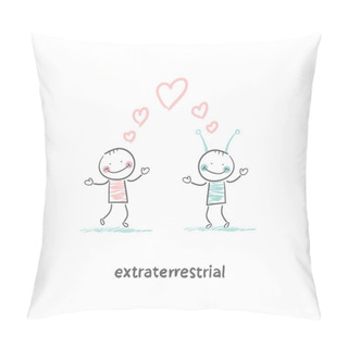 Personality  Man With Extraterrestrial Pillow Covers