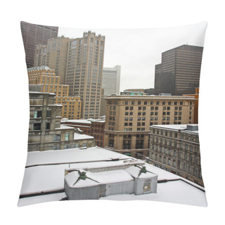 Personality  Stock Image Of A Snowing Winter At Boston, Massachusetts, USA Pillow Covers