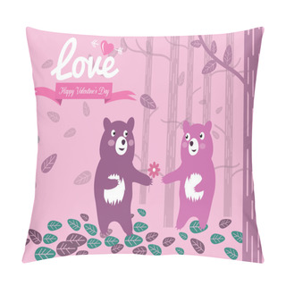 Personality  Cute Couple Bears In The Forest. Pillow Covers