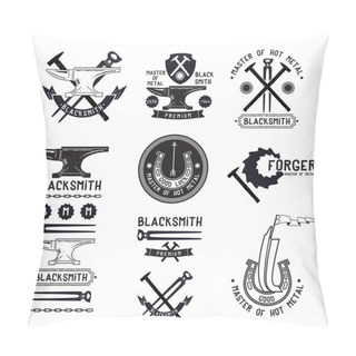 Personality  Set Of Retro Blacksmith Logo Pillow Covers