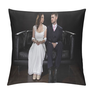 Personality  Engaged Couple Modeling Stylish Wedding Suit And Wedding Dress Pillow Covers