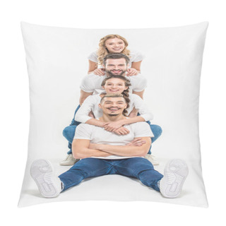 Personality  Young Friends Smiling At Camera   Pillow Covers