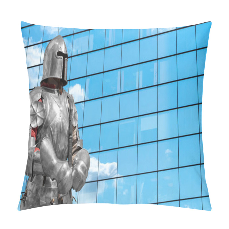 Personality  Knight In Helmet And Metal Armor. Pillow Covers