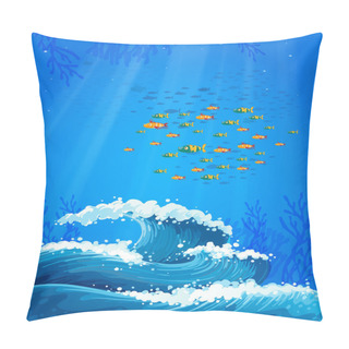 Personality  A School Of Fish And The Waves Pillow Covers