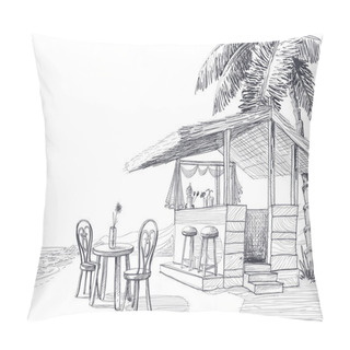 Personality  Beach Bar Vector Sketch  Pillow Covers