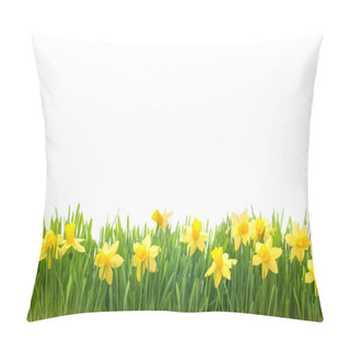 Personality  Spring Narcissus Flowers In Green Grass Pillow Covers