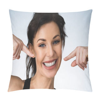 Personality  Female Mouth With Metal White Dental Braces Or Brackets Pillow Covers