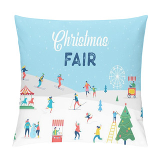 Personality  Winter Sport Scene, Christmas Street Event, Festival And Fair, With People, Families Make Fun Pillow Covers