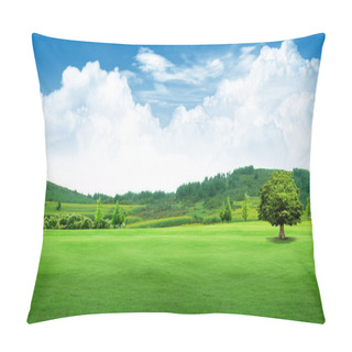 Personality  Blue Sky Cloud Grass Tree Landscape Pillow Covers