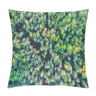 Personality  This Aerial Shot Offers A Detailed View Of A Dense Forest Canopy, Showcasing A Variety Of Green Hues. The Interplay Of Light And Shadow Adds Depth, While The Differing Heights And Types Of Trees Pillow Covers