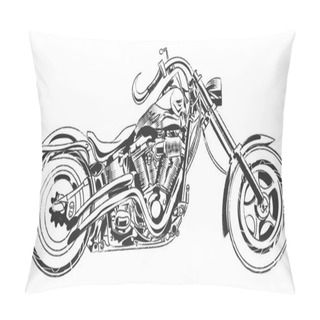 Personality  Vector Bikers. Hand Drawing Vector Motorcycle With Bike Elements Pillow Covers