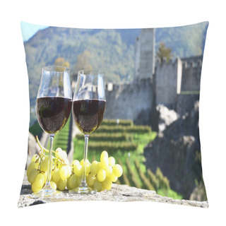 Personality  Pair Of Wineglasses And Grapes. Bellinzona, Switzerland Pillow Covers