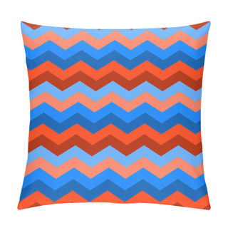 Personality  Abstract Waves Seamless Pattern In Blue, Azure And Orange Colors. Vector. Pillow Covers