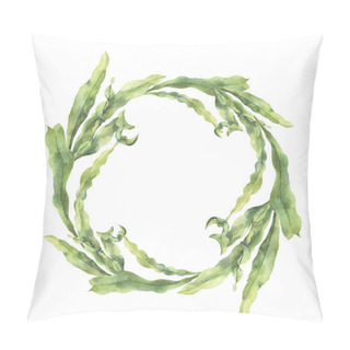 Personality  Watercolor Wreath With Laminaria. Hand Painted Underwater Floral Illustration With Algae Leaves Branch Isolated On White Background. For Design, Fabric Or Print. Pillow Covers