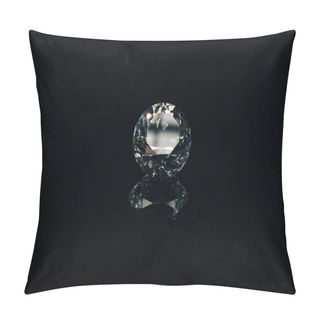 Personality  Transparent Pure Sparkling Diamond Isolated On Black With Reflection Pillow Covers
