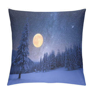 Personality  Winter Night With Starry Sky And Full Moon Pillow Covers