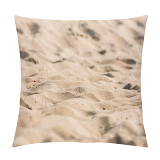 Personality  Selective Focus Of Wavy And Golden Sand In Desert  Pillow Covers