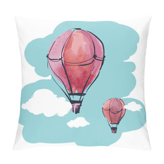 Personality  Watercolor Hot Air Balloons In Sky Pillow Covers