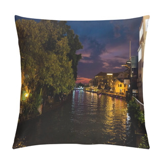 Personality  Beautiful Colonial Architecture On Rivers Bank Of Malacca City In Malaysia. Beautiful Artwork In South East Asia. Pillow Covers