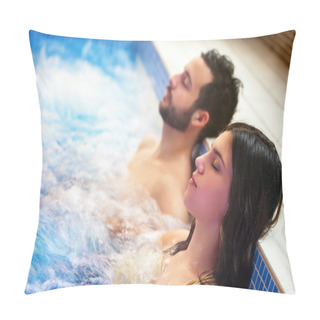 Personality  Couple Relaxing In Spa Jacuzzi. Pillow Covers