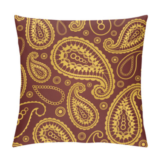 Personality  Seamless Gold And Brown Paisley Pattern Pillow Covers