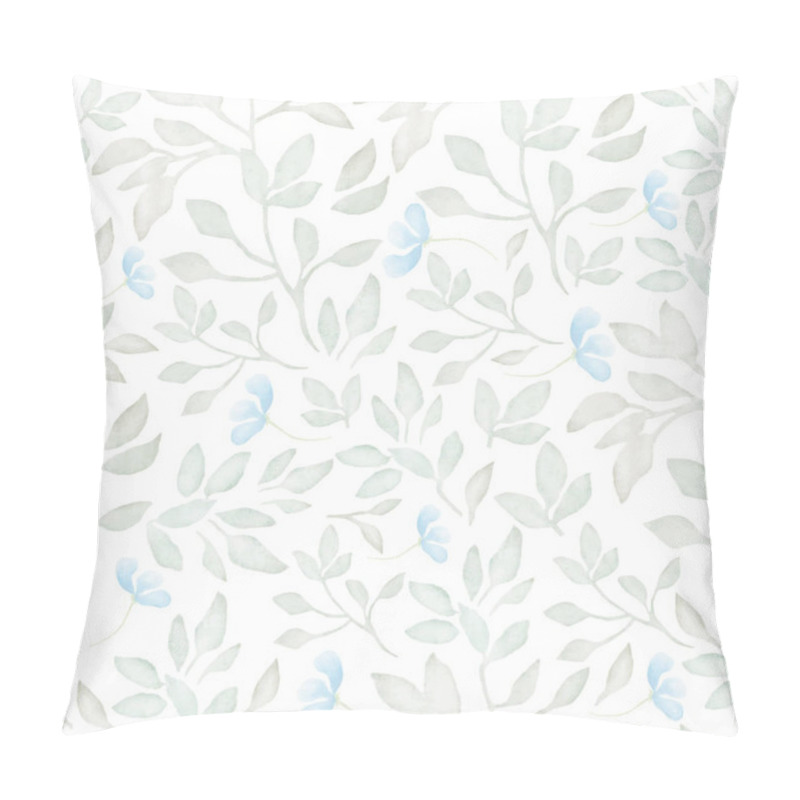 Personality   Watercolor gentle seamless pattern with abstract blue, flowers, leaves, branches. Hand drawn floral illustration isolated on white background. For packaging, wrapping design or print. Vector EPS. pillow covers