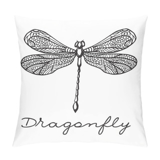 Personality  Hand Drawn Dragonfly With Doodle Drawn Wings Pillow Covers