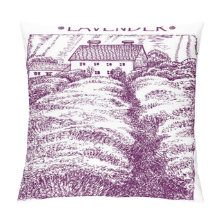 Personality  Provence Landscape.  Vector Hand Drawn Graphic Illustration. Pillow Covers