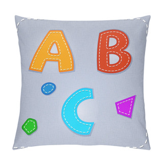 Personality  Vector Stitches Font. A, B, C Pillow Covers