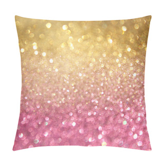 Personality  Golden And Pink Abstract Bokeh Lights. Defocused Background Pillow Covers