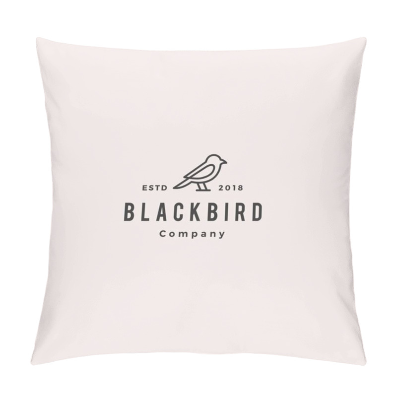 Personality  bird logo hipster vintage retro vector line outline monoline art icon pillow covers