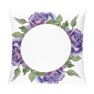 Personality  Violet Rose Floral Botanical Flowers. Wild Spring Leaf Wildflower Isolated. Watercolor Background Illustration Set. Watercolour Drawing Fashion Aquarelle. Frame Border Ornament Square. Pillow Covers