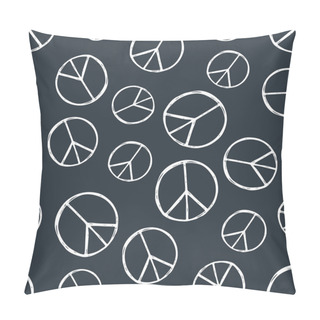 Personality  Seamless Pattern With  Hand Drawn Hippie Peace Symbol. Hippy Pacific Sign. Pillow Covers