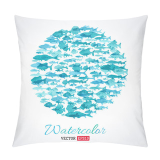 Personality  Vector Watercolour Fish Background.  Pillow Covers