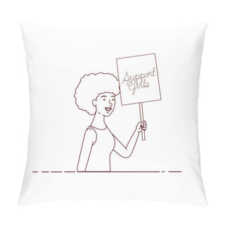 Personality Woman With Label Strong Girl Character Pillow Covers