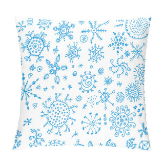 Personality  Set Of Snowflake Doodles Vector Pillow Covers