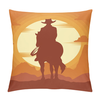 Personality  Cowboy Wild West Scene Pillow Covers