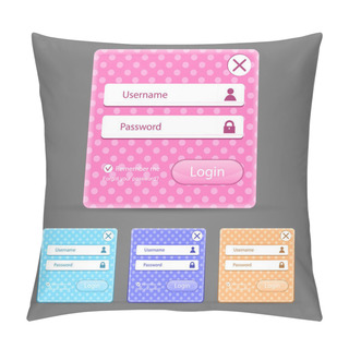 Personality  Web Login Form Template Element, Includes Four Versions For Your Web Design Pillow Covers
