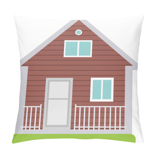 Personality  Two-storey Wooden House. Illustration On White Background. Pillow Covers