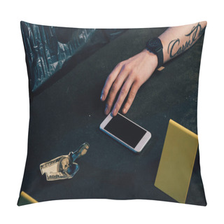 Personality  Cropped View Of Covered Corpse At Crime Scene Pillow Covers